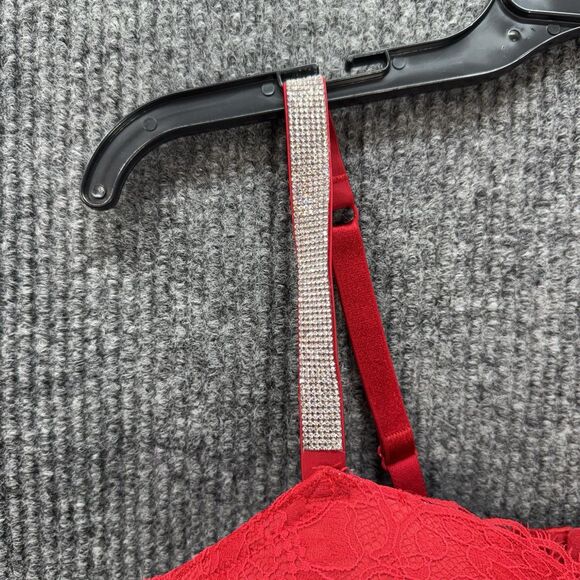 Victoria's Secret 38DD Very Sexy Shine Strap Push-Up Corset Top Bustier Bra Red - Picture 5 of 10